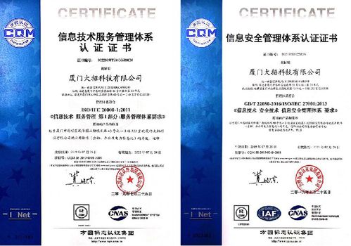 大招科技榮膺信息技術(shù)服務(wù)管理體系與信息安全管理體系國際雙認證，引領(lǐng)信息技術(shù)咨詢服務(wù)新標(biāo)桿